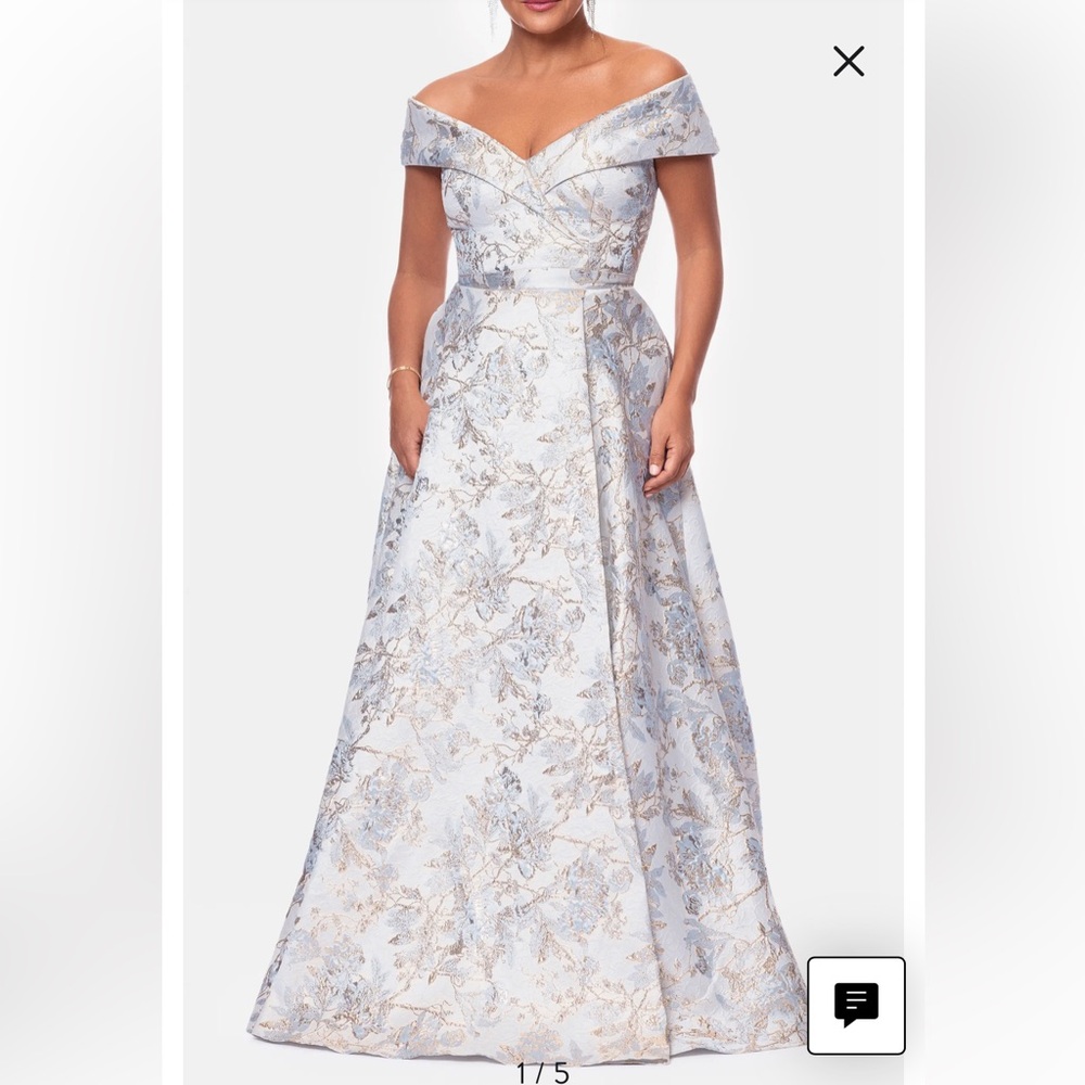 Elegant Off-Shoulder Floral Gown Mother of the Bride